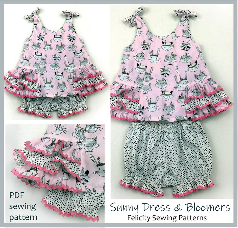 Baby dress and bloomers pdf sewing pattern-6 months to 6 years-ruffled skirt