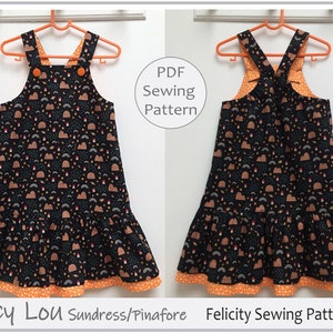 Sewing pattern girls sundress/ jumper/party dress, Lucy Lou Dress, all seasons,pdf sewing pattern sizes 1 to 10 years