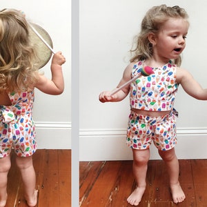 PDF Sewing Pattern for Girls Summer Top, Shorts and Skirt. GELATO Top & Shorts Pattern, Toddler - Girls Sizes 2 - 10 Years