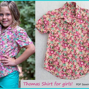 Boy's Hawaiian shirt sewing pattern for kids 2-14 years. THOMAS SHIRT pdf sewing pattern for childrens casual shirt. image 10