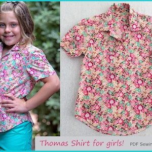 Boy's Hawaiian shirt sewing pattern for kids 2-14 years. THOMAS SHIRT pdf sewing pattern for childrens casual shirt. image 10