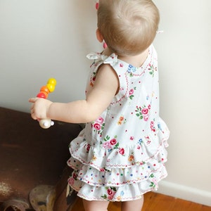 Baby ruffled dress and pants sewing pattern Sunny Dress and Bloomers, baby girl's dress pattern sizes 6mths to 6 years image 3