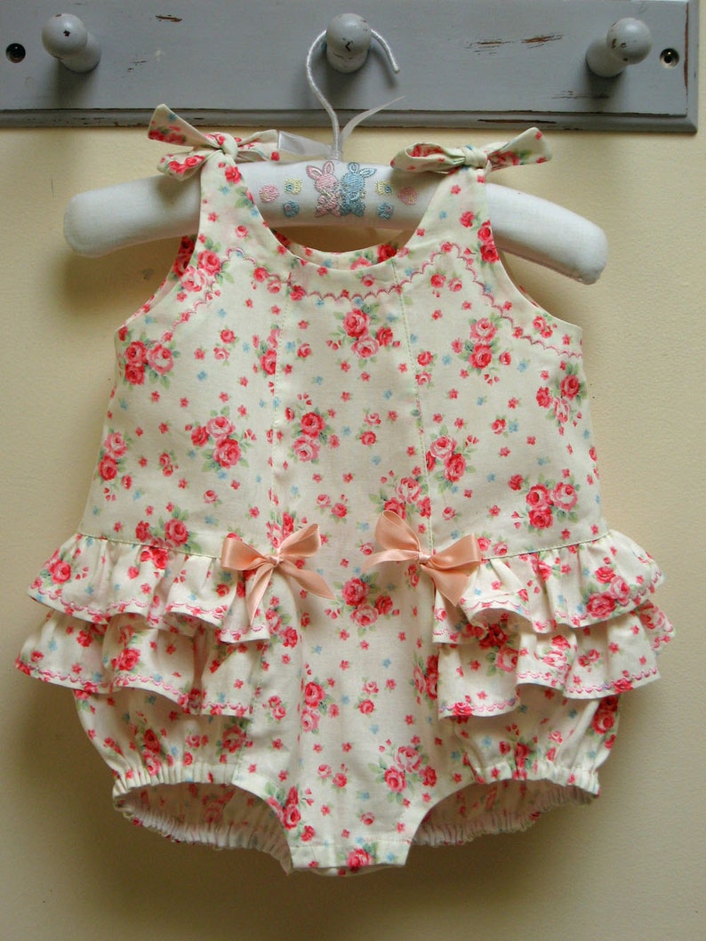 Baby girl's ruffled romper, RoseBud Baby Romper pdf sewing pattern, sizes 3 months to 3 years. image 3