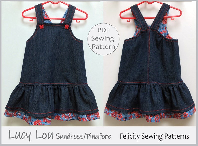 Sewing pattern girls sundress/ jumper/party dress, Lucy Lou Dress, all seasons,pdf sewing pattern sizes 1 to 10 years