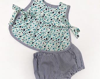 Patron de couture pdf pour bébé fille - Ensemble bébé Isabelle - Patron de couture Combishort bébé fille - tailles 3 mois à 4 ans EN ANGLAIS UNIQUEMENT