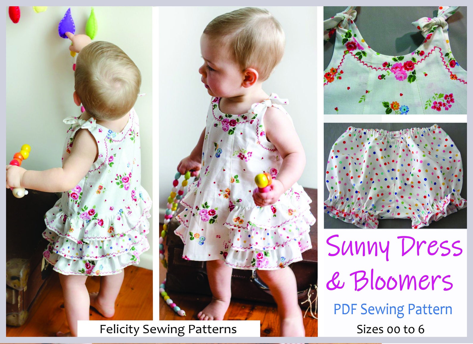 Baby Girls Dress and Diaper Cover Sewing Pattern SUNNY DRESS Etsy