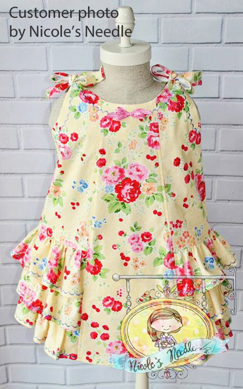 Baby ruffled dress and pants sewing pattern Sunny Dress and Bloomers, baby girl's dress pattern sizes 6mths to 6 years image 5