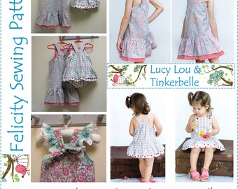 TWO Pattern Bundle Deal! Girls DRESS & ROMPER patterns Big Sister and Little Sister dress and romper, two in one bundle, huge discount