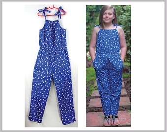 Girls jumpsuit, dress, romper, shorts, top sewing pattern Peachy Dress & Playsuit pdf sewing pattern
