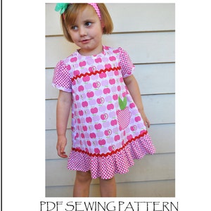 Girls dress sewing pattern Polly Pippin dress and top pdf sewing pattern, toddler dress pattern in sizes 6 mths to 6 yrs. ENGLISH   ONLY!!