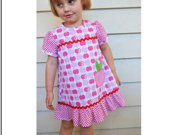 Girls dress sewing pattern Polly Pippin dress and top pdf sewing pattern, toddler dress pattern in sizes 6 mths to 6 yrs. ENGLISH   ONLY!!