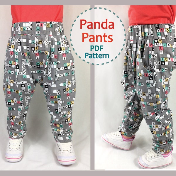 Patron de couture pour bébés et pantalons de sarouel pour tout-petits, PANDA Pants digital pdf patron de couture tailles 3+ mois à 6 ans