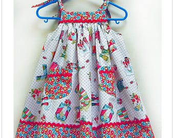 Girl and baby sundress sewing pattern-Daisy Sundress-digital pdf pattern-easy girls dress pattern-sizes 6-9 months to 8 years ENGLISH ONLY