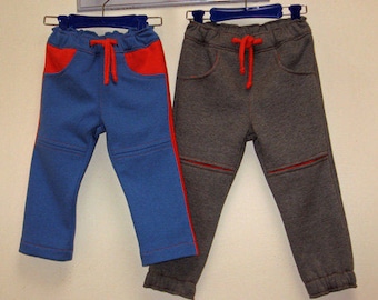 Kids sweat pants sewing pattern, ROSCOE PANTS sizes 2 to 12 years, pdf downloadable sewing pattern