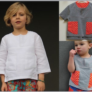 Summer boys shirt sewing pattern Kieran Shirt kids casual shirt  pdf pattern size 2 to 12 years. Easy to sew pattern