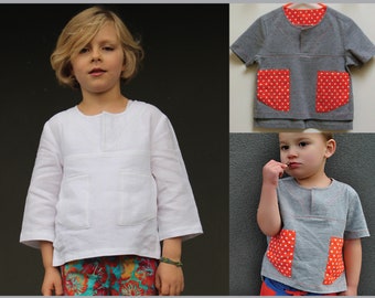Summer boys shirt sewing pattern Kieran Shirt kids casual shirt  pdf pattern size 2 to 12 years. Easy to sew pattern