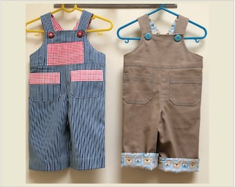 Cute Romper/Overalls pdf sewing pattern Ollie Overalls sizes 3+months to 4 years