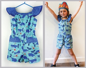 Girl's playsuit sewing pattern Peachy Dress & Playsuit includes 5 variations sizes 2 - 14 years. dresses rompers tops pants. ENGLISH ONLY!!