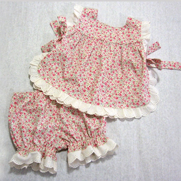 Baby girls pant and top pdf sewing pattern - Isabelle Baby Set sizes 3 mths to 4 yrs - romper sewing pattern