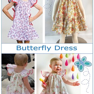 Butterfly Dress sewing pattern and tutorial, sizes 6-9 months to 10 years.