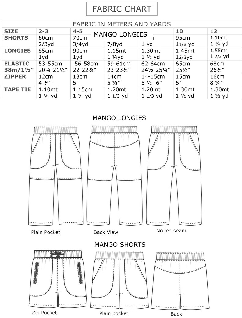 Boys Pdf Sewing Pattern for Beach Shorts and Long Pants MANGO Etsy UK
