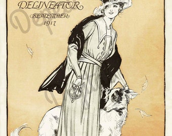Digital Large Vintage 1910s Fashion Print Butterick Sewing Pattern Delineator Ad Magazine Page - Print at Home Decor - INSTANT DOWNLOAD