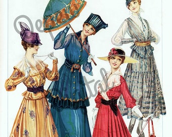 Digital Large Vintage 1910s Fashion Print Sewing Pattern Magazine Page McCall - Print at Home Decor - INSTANT DOWNLOAD