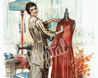 Digital Vintage 1910s Fashion Print French Magazine Miroir Des Modes Cover - Print at Home Decor - INSTANT DOWNLOAD