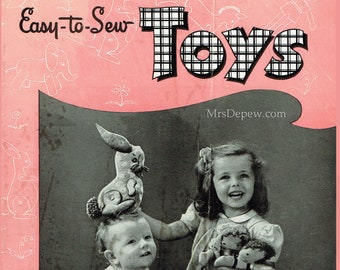 Vintage 1940s Easy to Sew Toys Booklet Cloth Body Dolls and Stuffed Animals E-book PDF