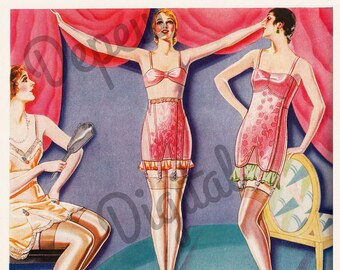 Digital Vintage Antique 1920s Montgomery Lingerie Magazine Ad - Print at Home Decor - INSTANT DOWNLOAD