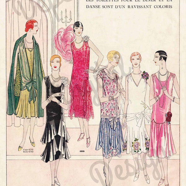 Digital Large Vintage 1920s French Fashion Print Sewing Pattern Magazine Page Butterick - Print at Home Decor - INSTANT DOWNLOAD