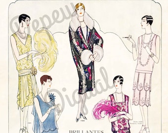 Digital Large Vintage 1920s French Fashion Print Sewing Pattern Magazine Page Butterick - Print at Home Decor - INSTANT DOWNLOAD