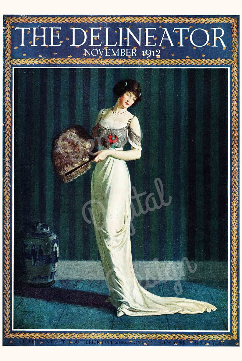 Digital Vintage 1910s Portrait Print Delineator Magazine Cover November Digital Vintage 1910s Portrait Print Delineator Magazine Cover November
