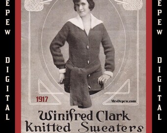 1917 Vintage 1910s Winifred Clark Red Cross Knitting Pattern Reproduction Booklet - INSTANT DOWNLOAD