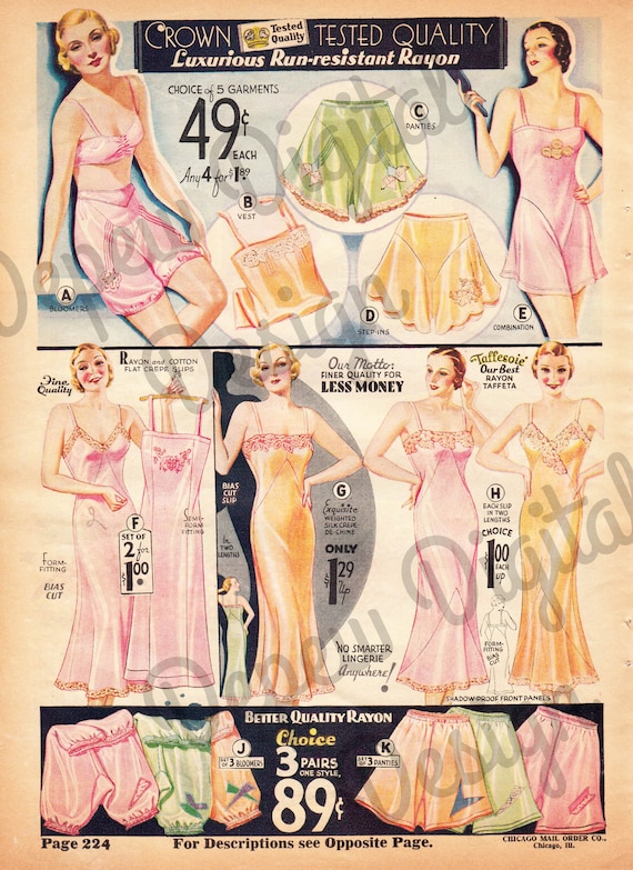 Digital Vintage Antique 1930s Lingerie Cat