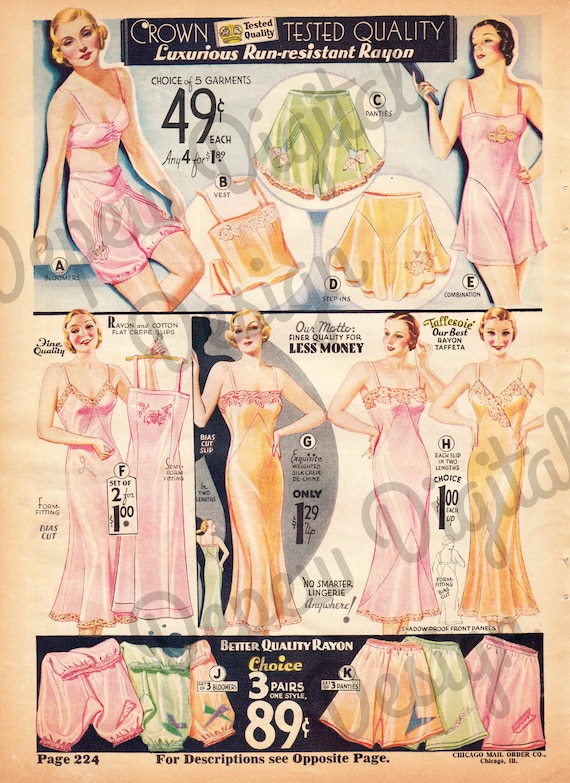 Digital Vintage Antique 1930s Lingerie Catalog Page Ad - Print at Home  Decor - INSTANT DOWNLOAD