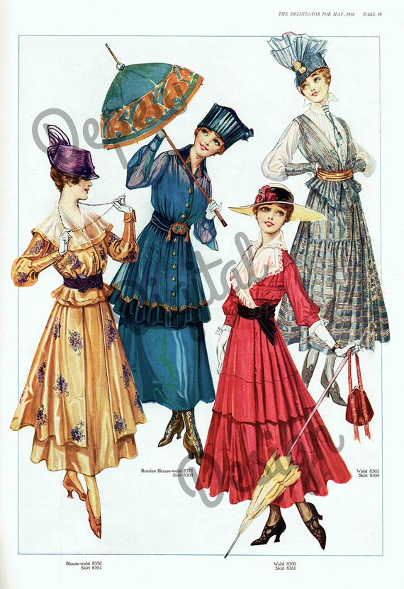 Digital Large Vintage 1910s Fashion ...