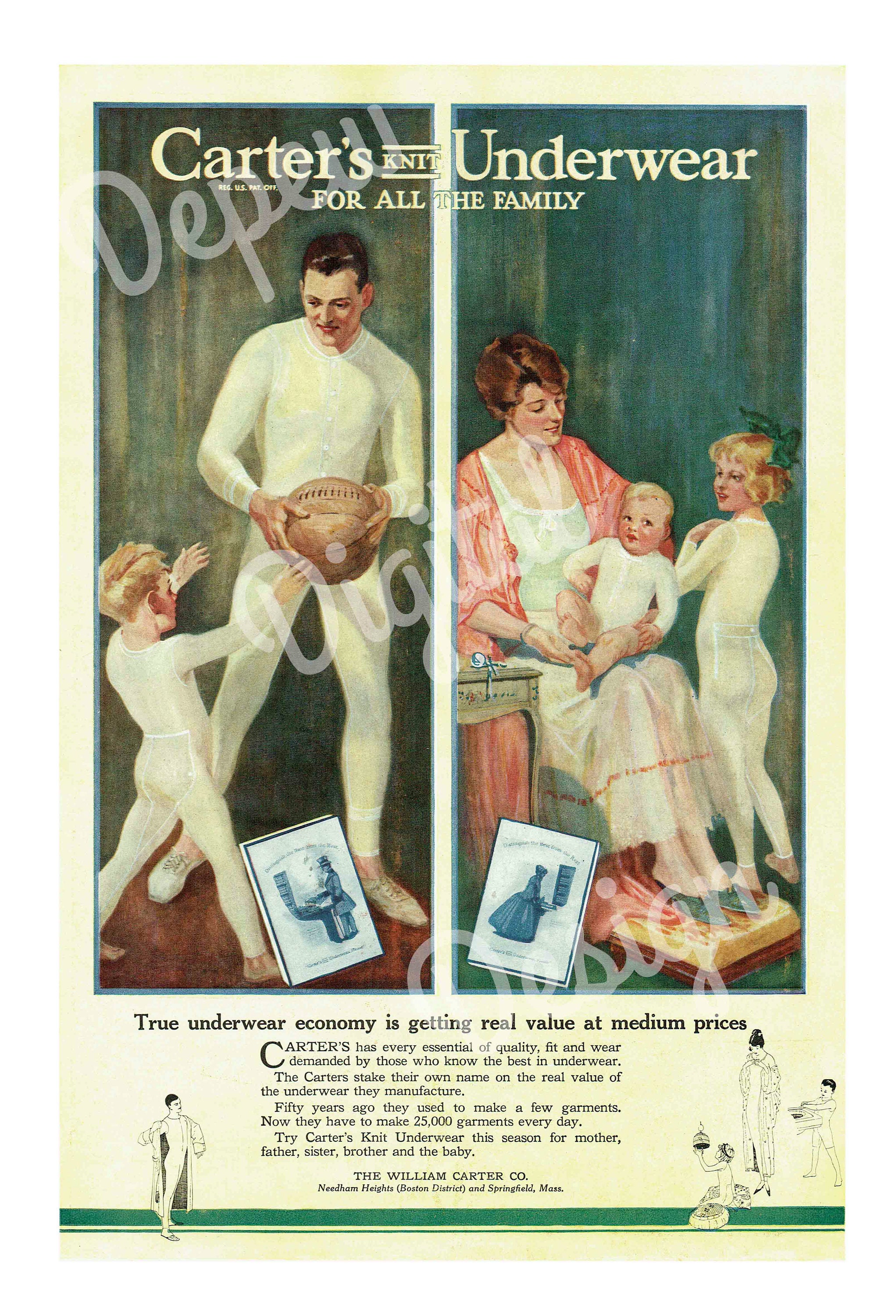 Digital Vintage Antique 1918s Lingerie Carter's Family Underwear