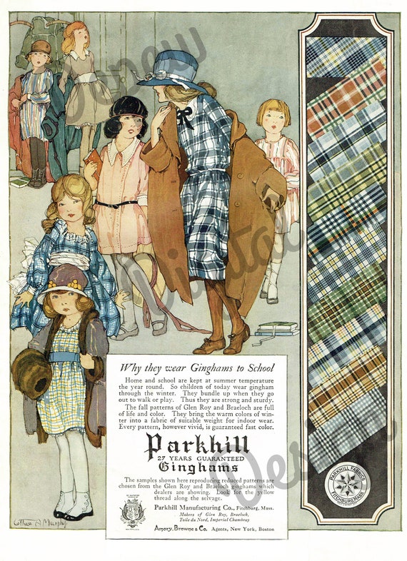 Digital Large Vintage 1920s Fashion Print Gingham Fabric - Etsy