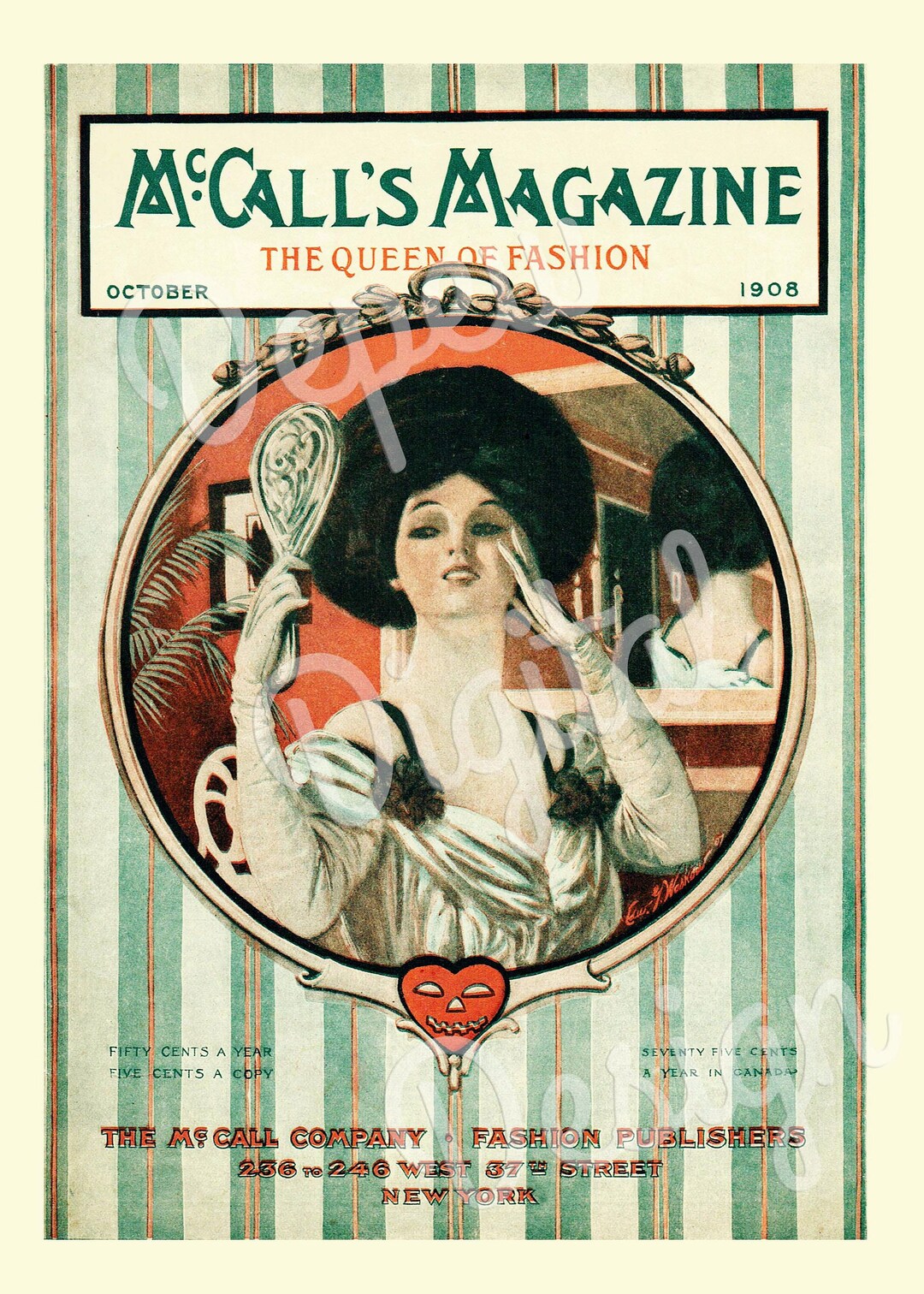 Digital Vintage 1900s Woman Portrait Halloween Print Mccall's Magazine ...