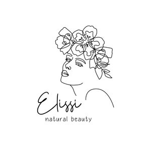 Beauty business logo, female face logo, hand drawn logo of a face, hair logo, skin care logo, beautician logo,  natural cosmetics logo.