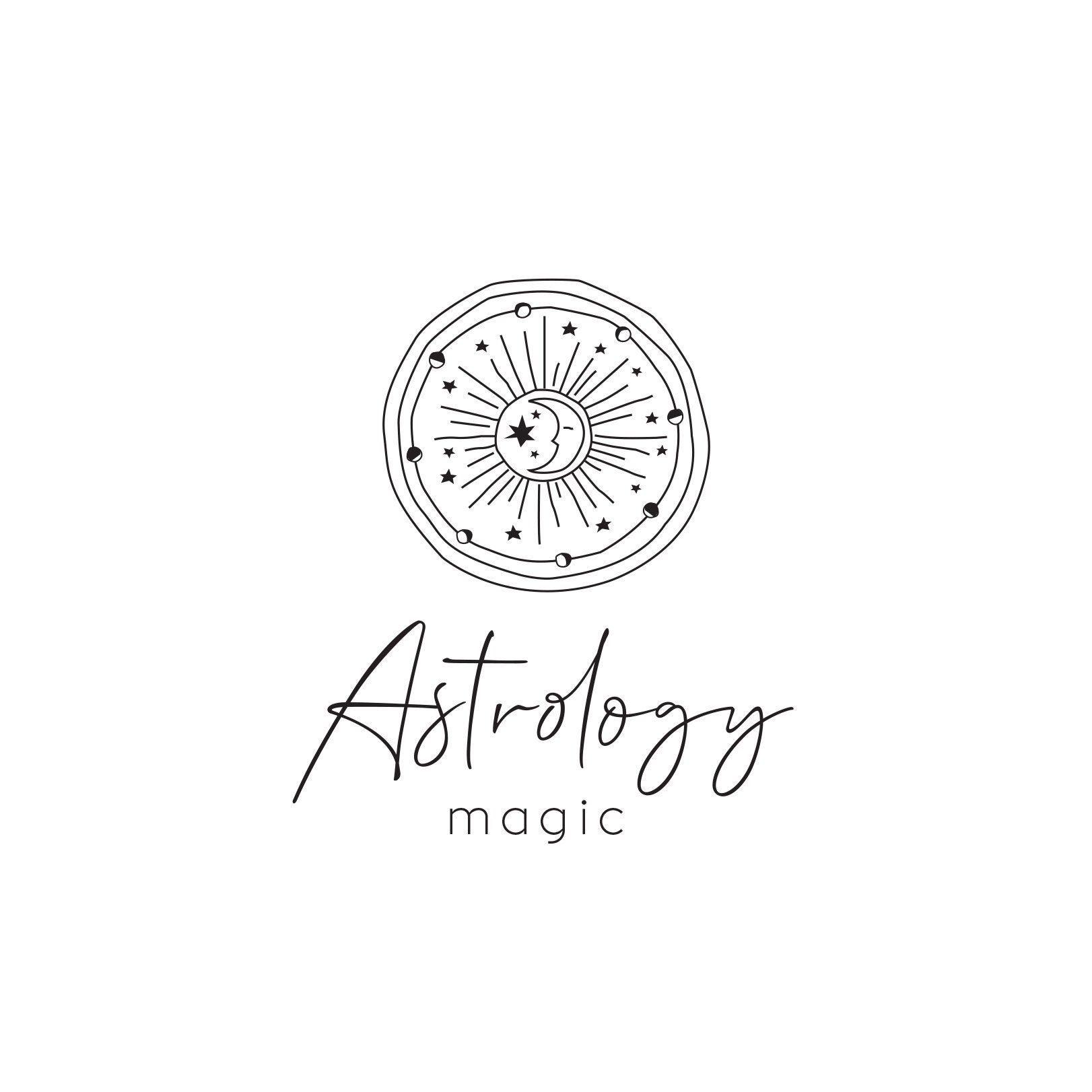 Moon and Stars Logo, Astrology Logo, Spiritual Logo, Logo Design, Magic Logo,  Moon Phases, Half Moon Logo, Sun Logo. - Etsy