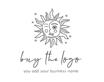 Logotipo de sol, luna y estrellas, logotipo lunar, logotipo de astrología, logotipo de luna y estrellas dibujado a mano, logotipo de luna prediseñado, logotipo instantáneo, logotipo de sol, logotipo de día y noche.