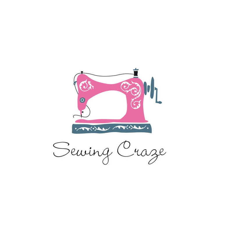 Vintage sewing machine logo, dressmaker, quilting, hobby, craft, clothing, ...