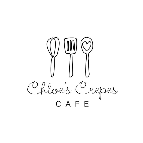 Cafe logo,  crepes logo, custom logo, pre made logo, restaurant logo, food and drinks logo, diner logo, cooking logo, baking logo.