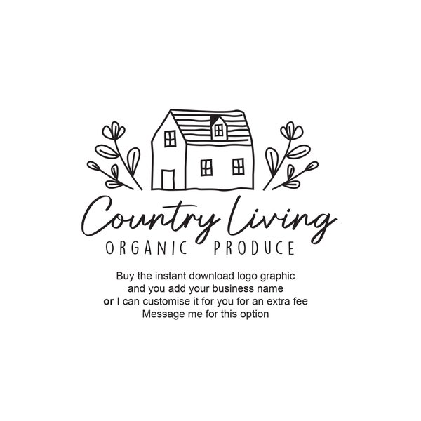 Logotipo de vida en el campo, logotipo de cabaña, logotipo de granja, logotipo de productos orgánicos, logotipo de usos múltiples con una sensación orgánica y natural, diseño de logotipo, compre un logotipo.