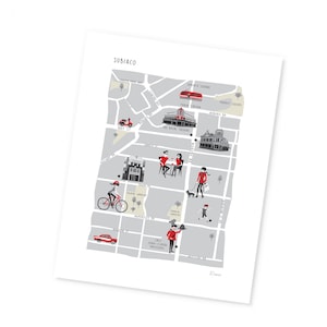 Carte, carte personnalisée, carte dessinée à la main, carte de voyage, carte souvenir de voyage, carte de mariage, papeterie de mariage, plan de ville, carte numérique, carte illustrée.