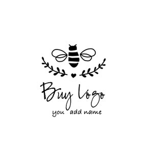 Bee logo design, pre-made honey bee logo, bee and wreath logo, Natural Cosmetics Logo, Botanical Logo, Nature logo, hand drawn bee logo,