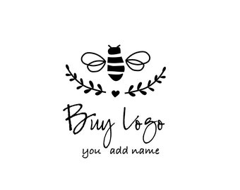 Bee logo design, pre-made honey bee logo, bee and wreath logo, Natural Cosmetics Logo, Botanical Logo, Nature logo, hand drawn bee logo,