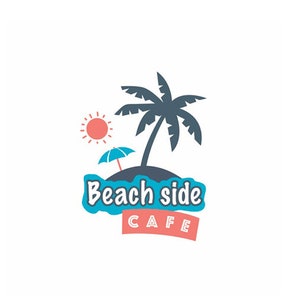 Beach cafe logo, Palm tree logo, Californian style logo, Hawaii style  logo, instant logo, logo design.